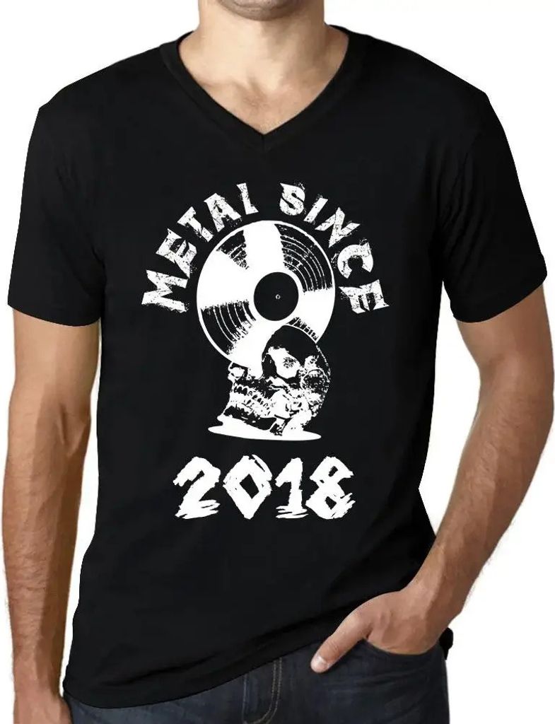 Herren Grafik T-Shirt V-Ausschnitt Metall seit 2018 – Metal Since 2018 – Geschenk 6. Geburtstag Jahrestag 6 Jahre Jubiläum 6 Jährige Mann Jah...