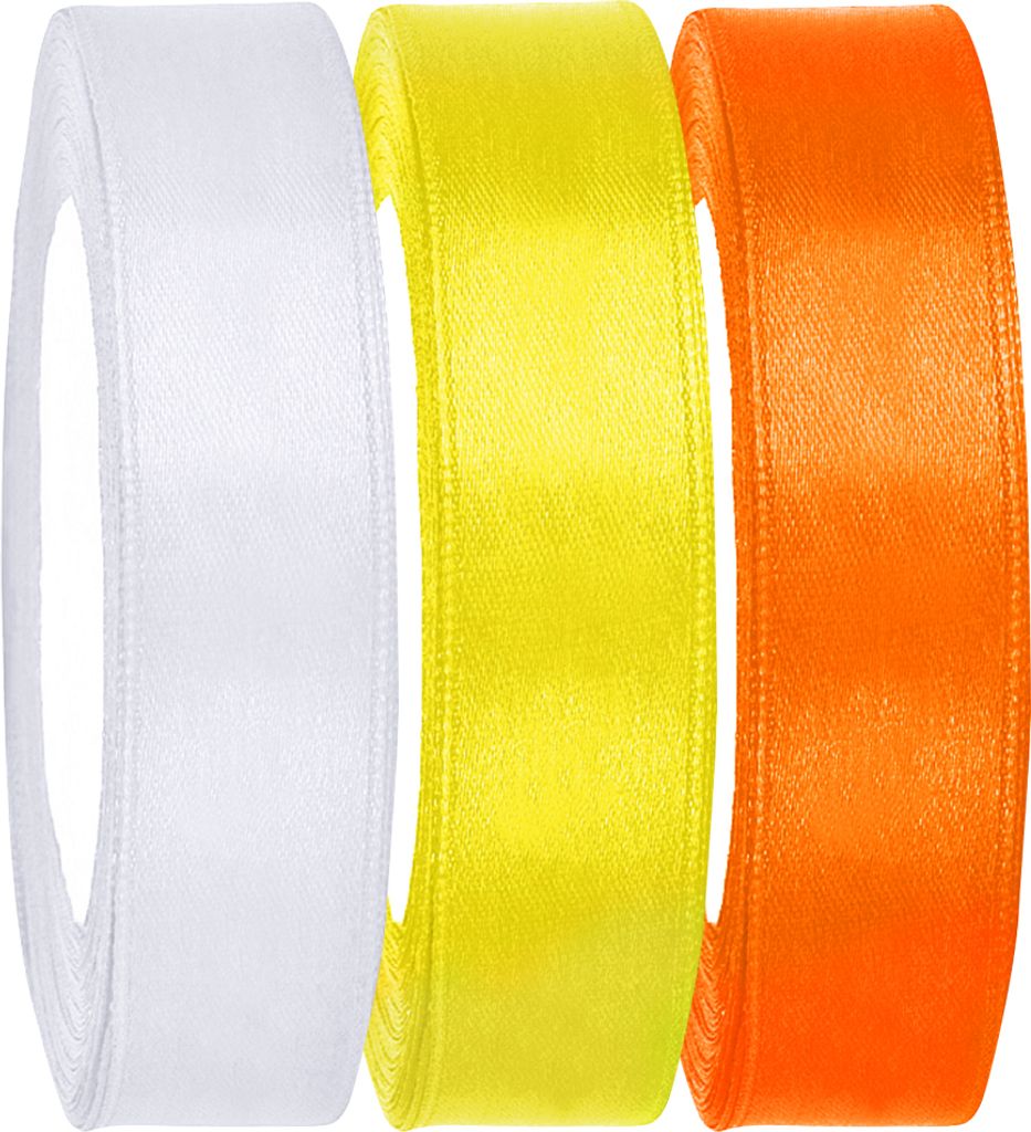 1 Satinband Set weiß - gelb - orange