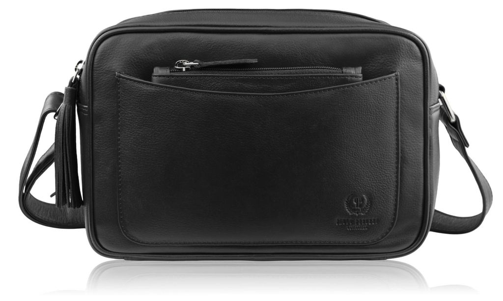 Damen Leder Schulterriemen Tasche schwarz klein Paolo Peruzzi AY-20-BL