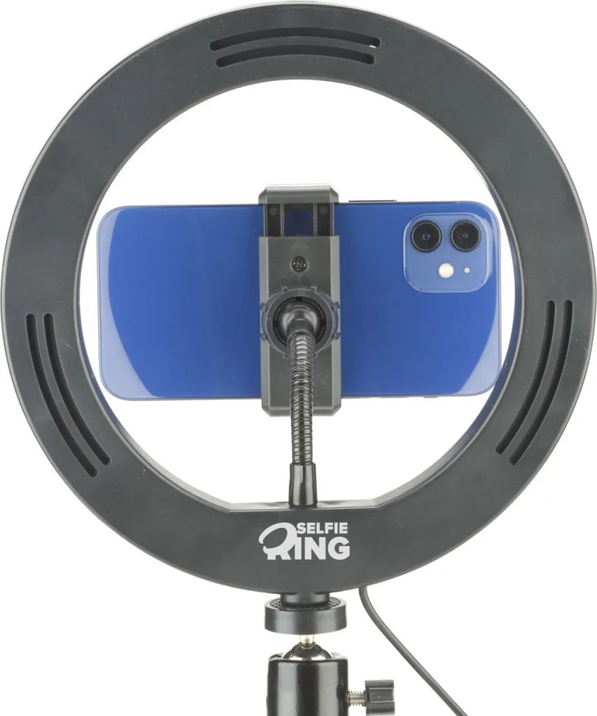 Cellularline Selfie Ring con Telecomando - Luce LED per Call e Video - 3