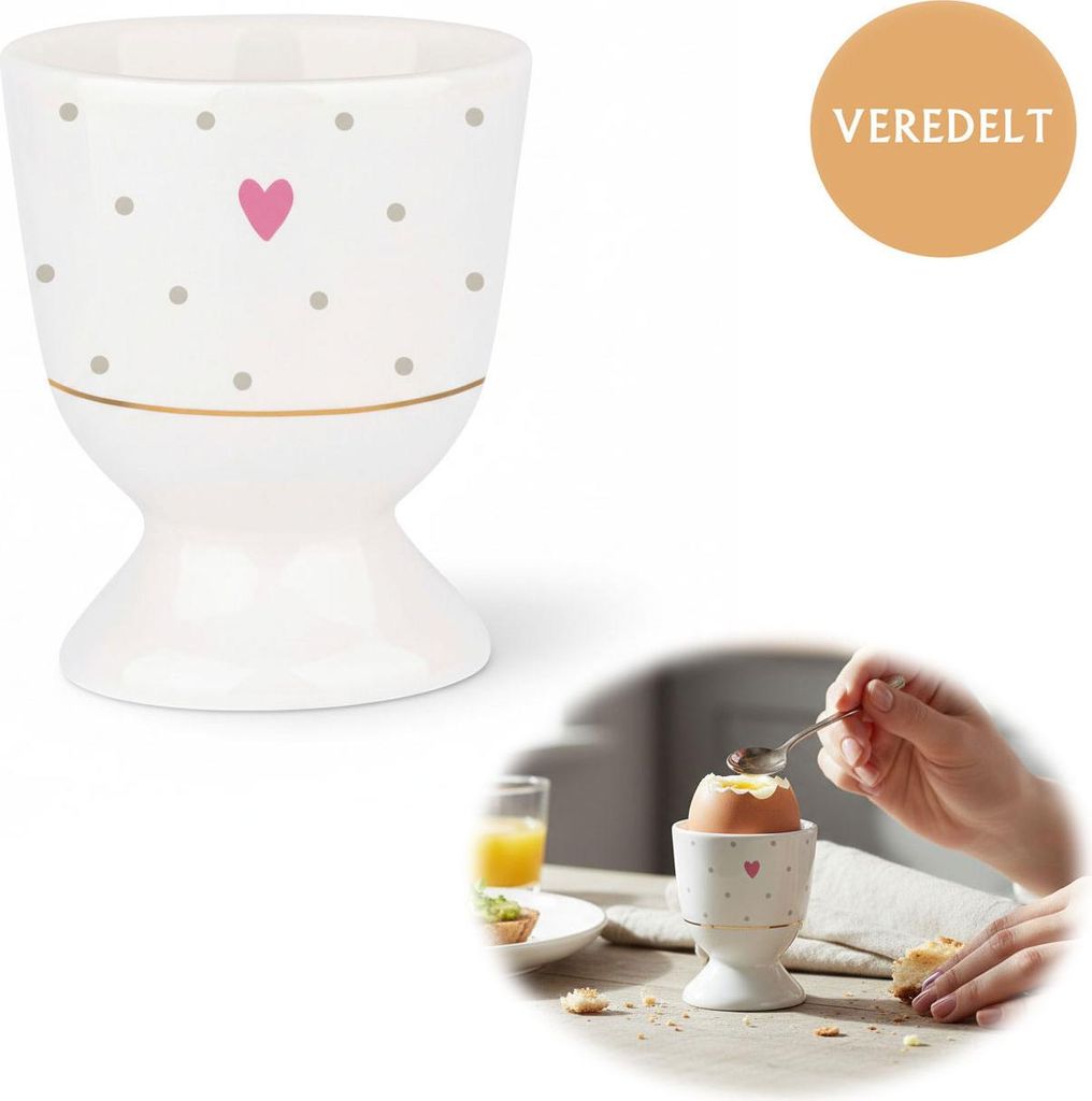 LS-LebenStil Echt-Gold Eierbecher Motiv Herz mit Punkten edle Gute Laune Eibecher Eierhalter Eihalter Deko Frühstückstisch Geschenk Hochzeit Verl...