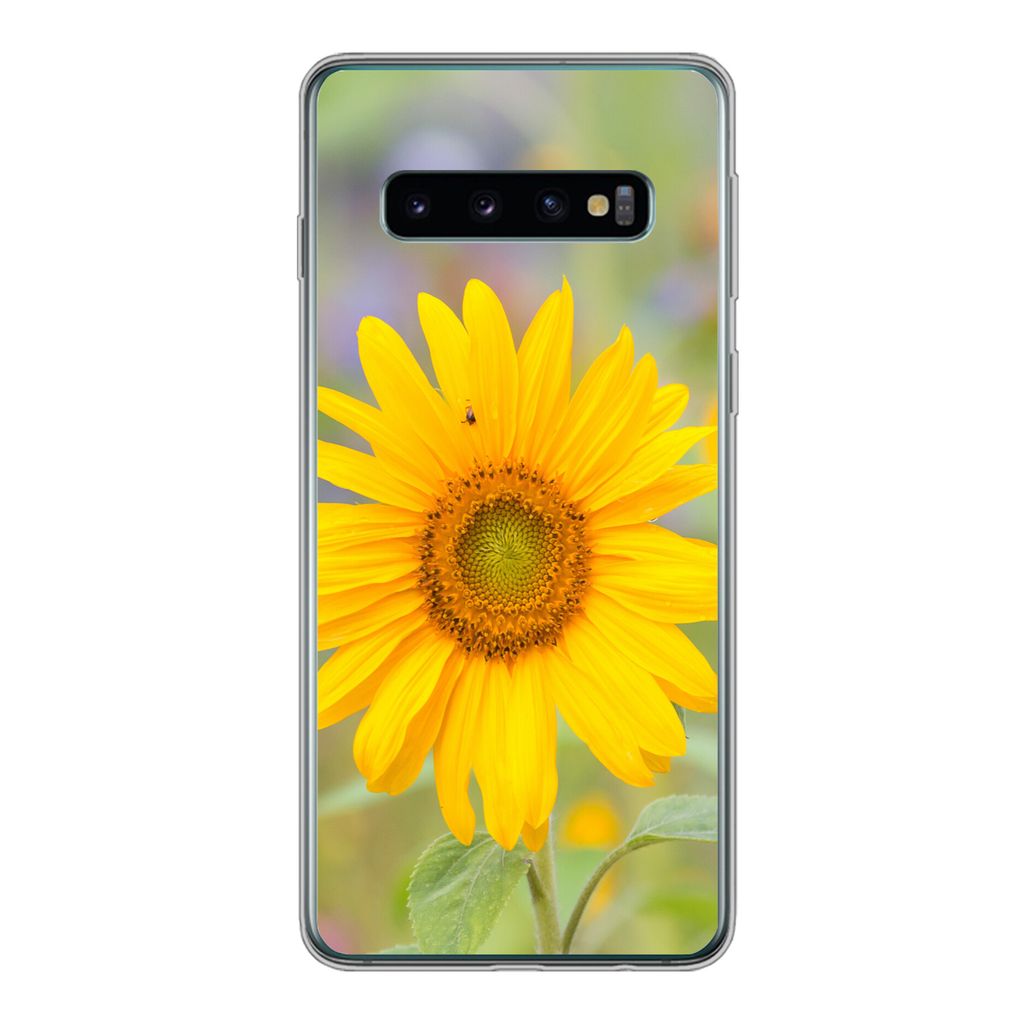 MuchoWow Handyhülle Schutzhülle Hülle für Samsung Galaxy S10 Blumen - Sonnenblume - Gelb Silikon Softcase Handy Hülle - Handytasche