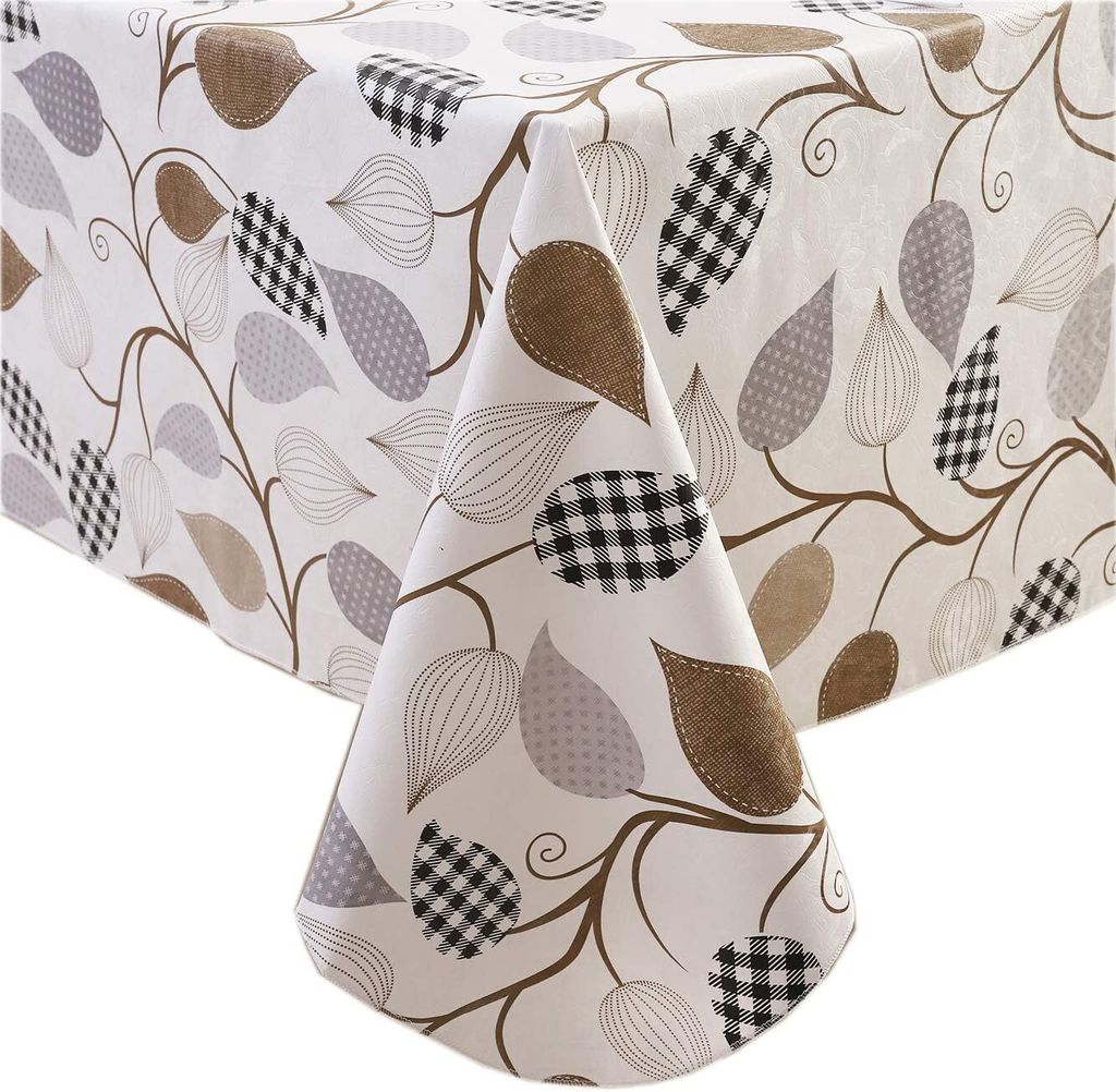 Strapazierfähige Vinyl-Tischdecke mit Flanell-Rückseite, wasserdichte, ölbeständige PVC-Tischdecke, schmutzabweisend, abwischbar, rechteckige o...