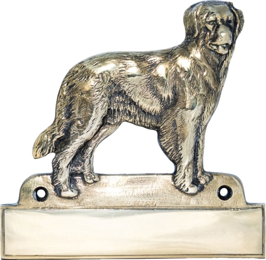 Hovawart - Haustürschild mit Hund, Messingschild mit Namen, personalisiertes Türschild mit Markennamen Art-Dog