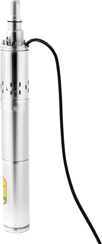 Solar Tiefbrunnenpumpe - 24V Tauchpumpe für Brunnen - 370W - 1800 l/h Fördermenge - 65 m Förderhöhe - Silber