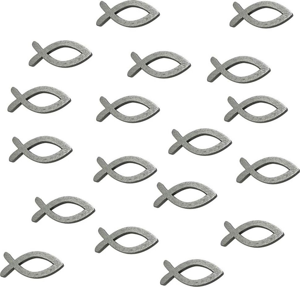 Oblique Unique 18 Holz Fische Streudeko Taufe Kommunion Konfirmation - Echtholz silber