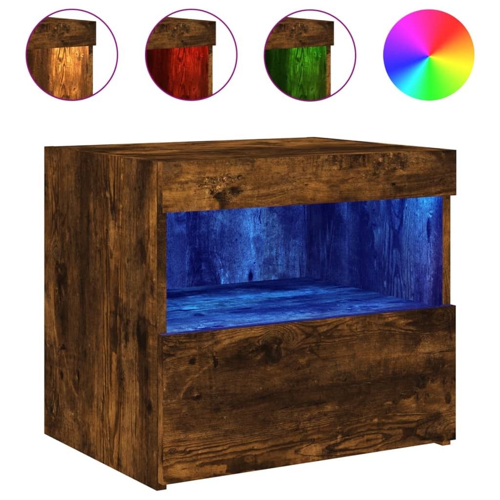 Nachttisch mit LED-Leuchten Räuchereiche 50x40x45 cm Produktbild 