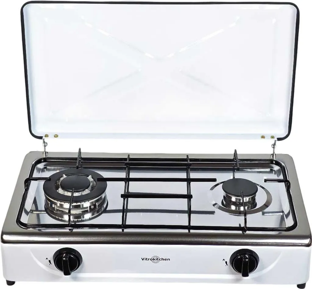 Plaque de Cuisson Gaz 2 Foyers Vitrokitchen 252BB en Inox Blanc 59,5 cm