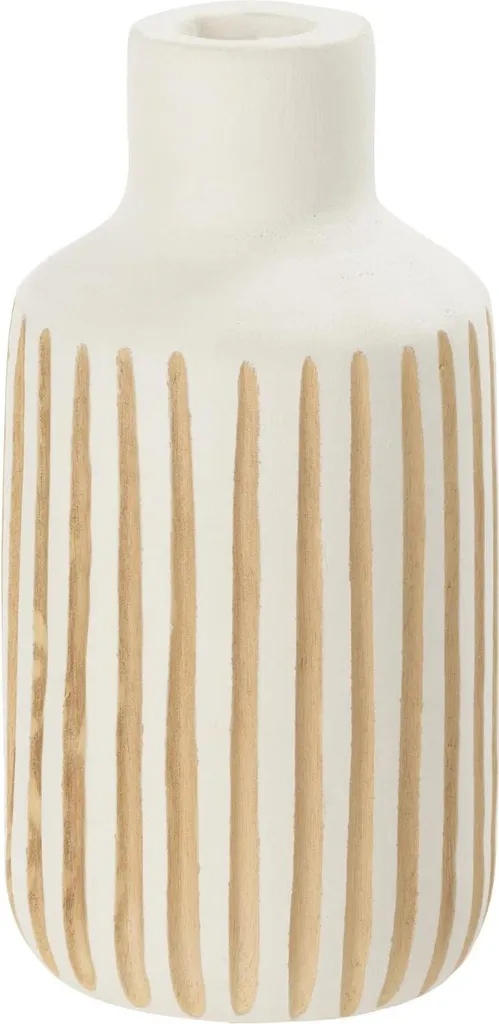 Vase en Bois Blanc Ying J-Line - Idéal pour Fleurs Séchées et Déco Bohème