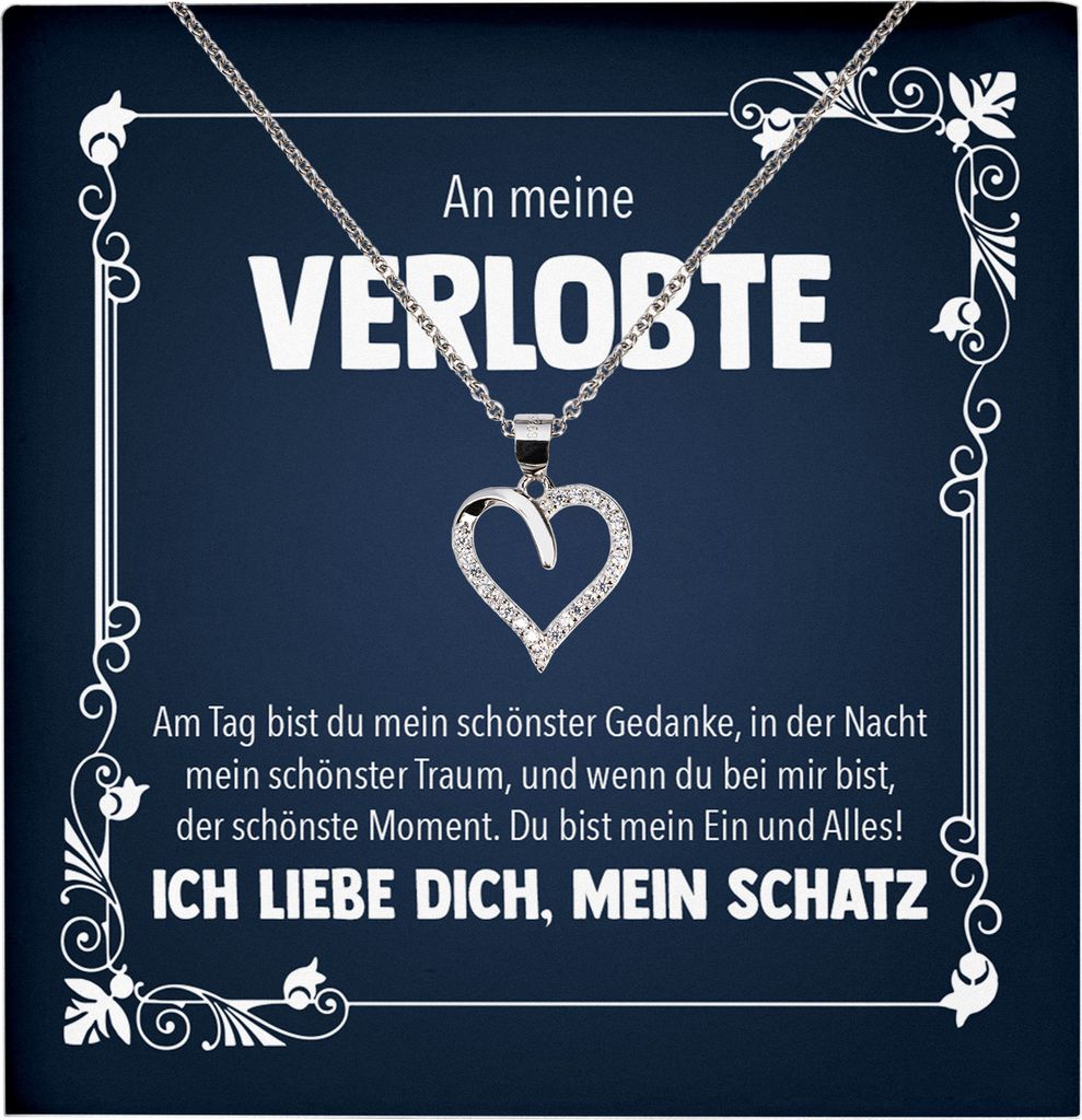 22Feels Echt Silber Halskette - Verlobte Geschenk Frauen Schmuck Set Verlobung Valentinstag Geburtstag Weihnachten - Herz Anhänger, Karte