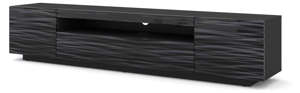 TV-meubel AURA 200 cm, SAHARA, zwart, satijnlook, geschikt Productafbeelding 