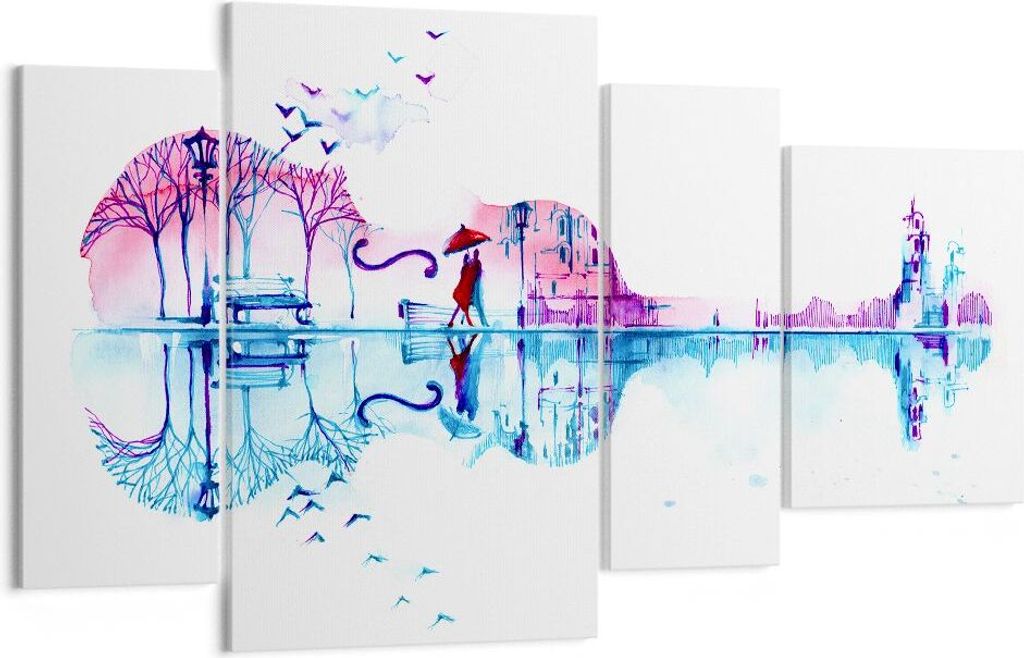 Bild auf Leinwand - Leinwandbild - Violine Walk regen Aktivitäten - 120x70cm - Wand Bild - Wanddeko - Leinwanddruck - Bilder - Kunstdruck - Wandde...