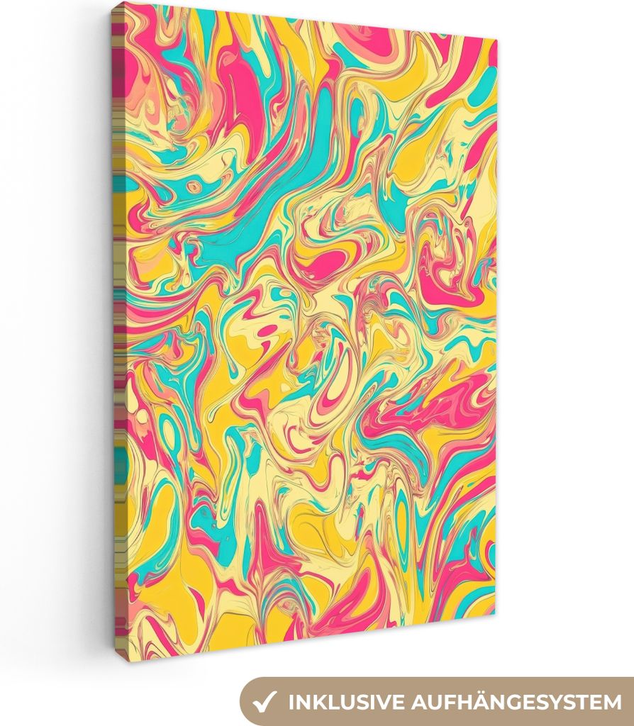 Leinwand Bilder 40x60 cm - Eklektisch - Abstrakt - Rot - Blau, Bild Modern, Wanddeko, Gemälde
