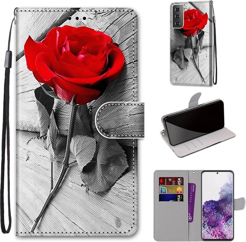 König Design Hülle kompatibel mit Samsung Galaxy S21 Plus Kunstleder Handyhülle - Handy Case Rot