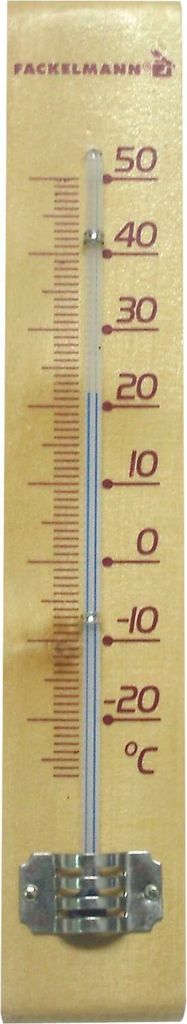 FACKELMANN 16365 Holzthermometer Tecno | Kiefer | 180mm | für innen und außen