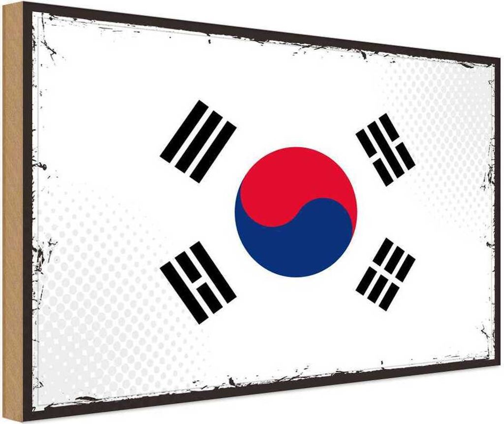 vianmo Holzschild 30x40 cm Südkoreas Retro South Korea Flagge Fahne Wappen