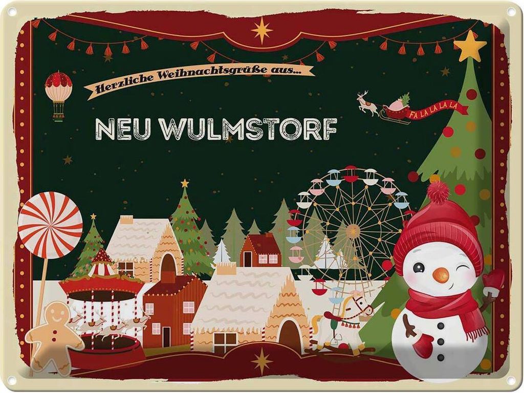 vianmo Blechschild 30x40 cm Weihnachtsgrüße aus Neu Wulmstorf Weihnachten
