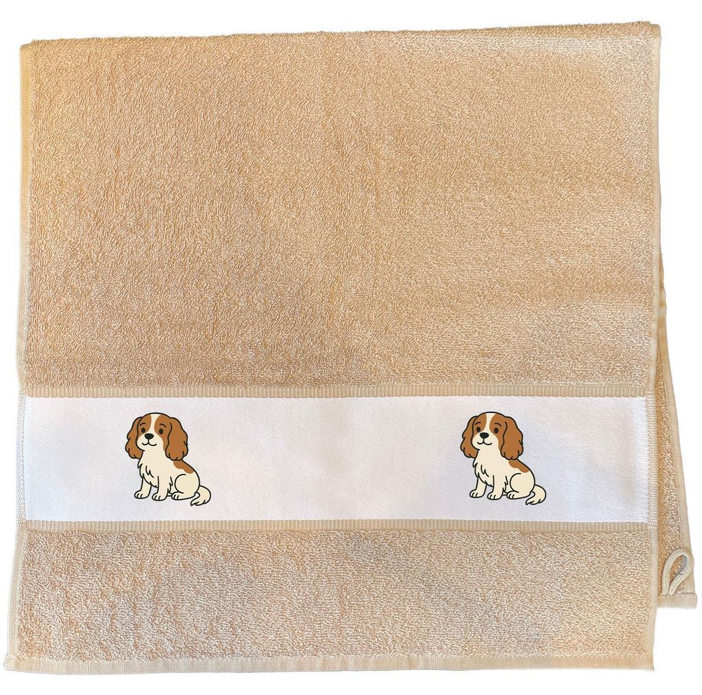 Huuraa Handtuch Cavalier King Charles Spaniel Cavie Comic 50x100cm Sand Baumwolle Handtuch Geschenkidee