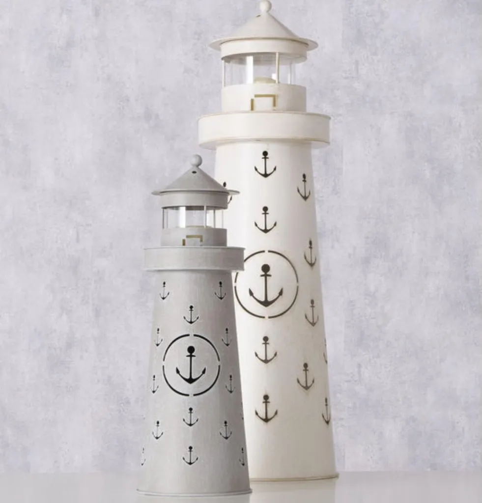 Décoration de terrasse maritime set de 2 lanternes phares pour jardin - 2