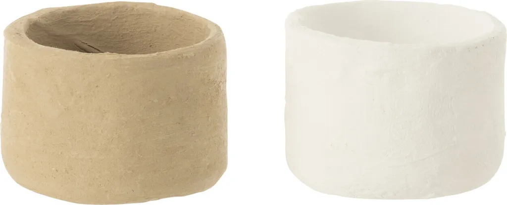 Décoration de Bureau : Duo de Mini Pots J-Line en Carton Blanc/Nature