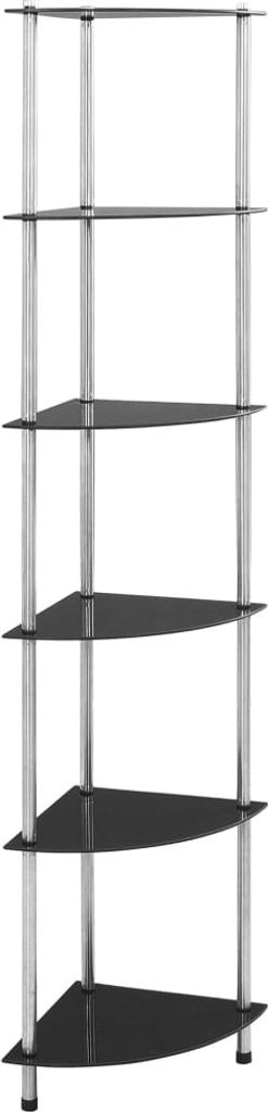 "2026 Promotion" Regal mit 6 Ablagen Schwarz 30x30x160 cm Hartglas - Wohnzimmerschrank CC2593