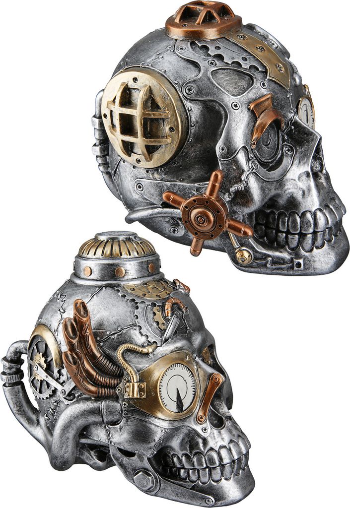 Gilde Poly Skulptur Steampunk Skull