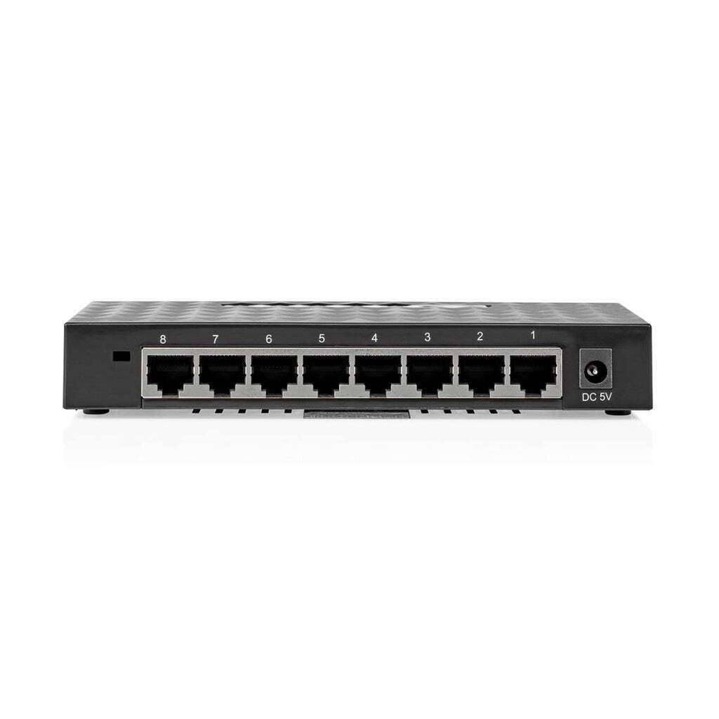 Nedis, Gigabit Netzwerk Switch 8 Ports RJ45 ultraschnell, Schwarz
