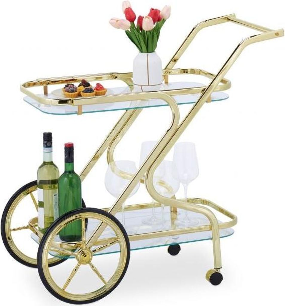 Servierwagen aus Messing und Glas