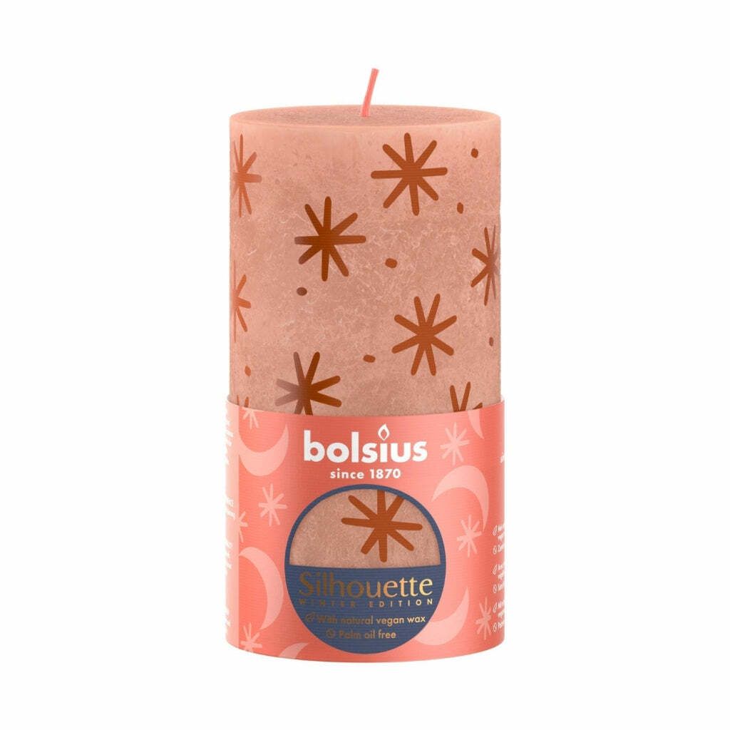 Bolsius kaars, Rustic Silhouette, cilinder, 68x130mm, Crème Productafbeelding 