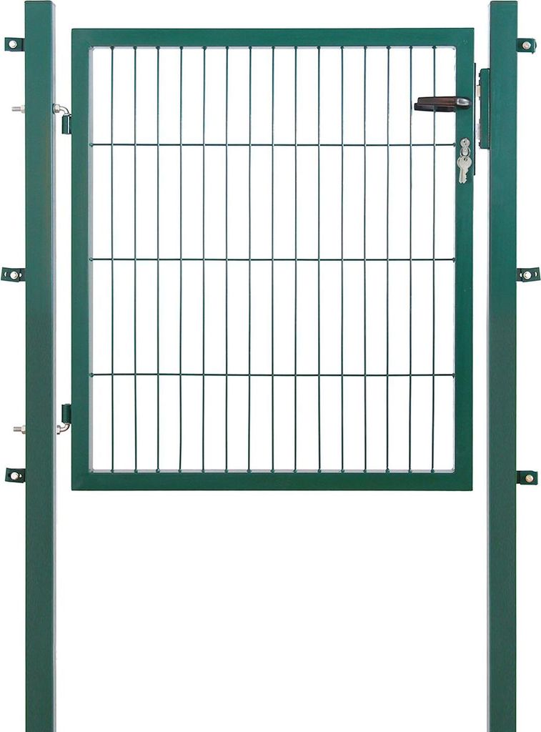 Arvotec Gartentor BxH 100x80 cm mit Schließzylinder und Zaunanschluss Moosgrün Gitterzauntor Stabmattentor Einzeltor Doppelstabmattentor Gartentür