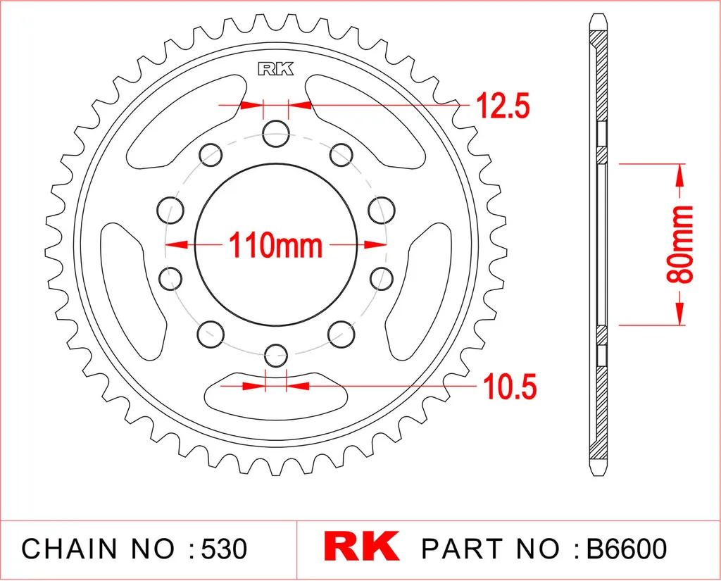 Couronne de Transmission RK 6600 pour Entretien de Moto VF 500 C