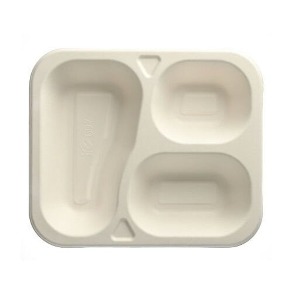 Papstar Siegelschalen aus Zuckerrohr, 3-geteilt 21,2 x 25 cm weiß 6 x 100 Stück