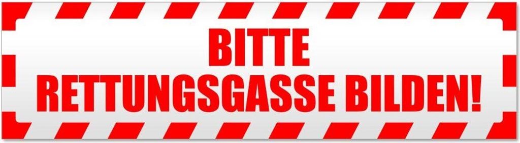 Kiwistar Bitte Rettungsgasse gestreift Magnetschild Schild magnetisch - 20cm Rot - Magnetfolie für Auto PKW Kfz