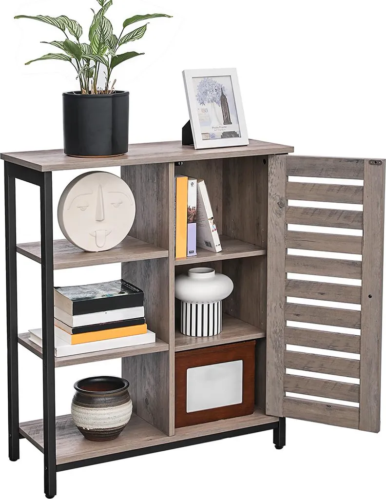 Buffet avec 3 étagères ouvertes structure métal robuste style loft - 2