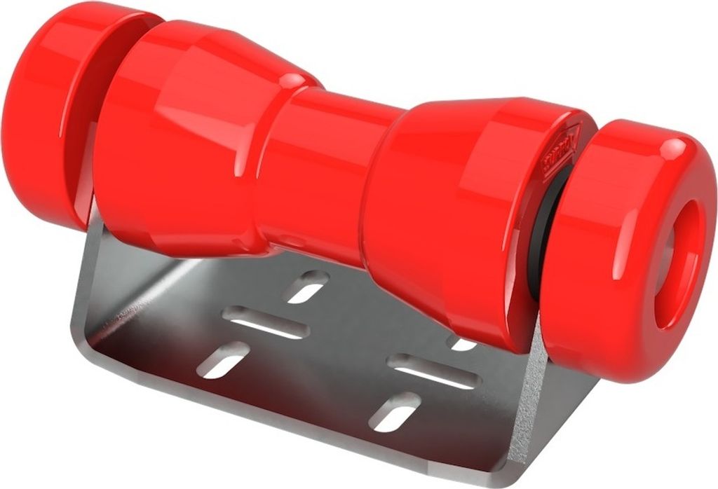 Polyurethan Kielrolle mit Halter B inkl. Endkappen Bootstrailer Sliphilfe verzinkt SUPROD, 160 mm (+ EC), rot