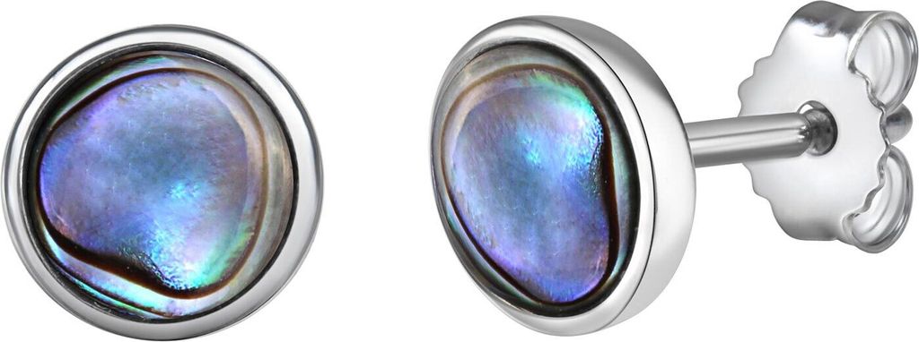 V Ohrstecker 925/- Sterling Silber 0,8cm weiß Abalone blau 279220004