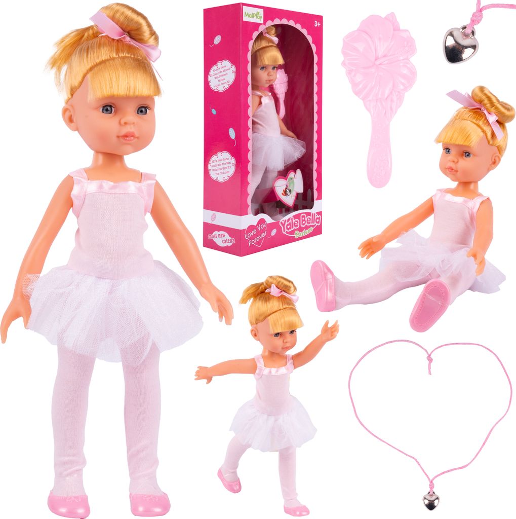 MalPlay Babypuppe Darlene Blonde Ballerina 34cm Spielpuppe Bürste und Halskette ab 3 Jahre
