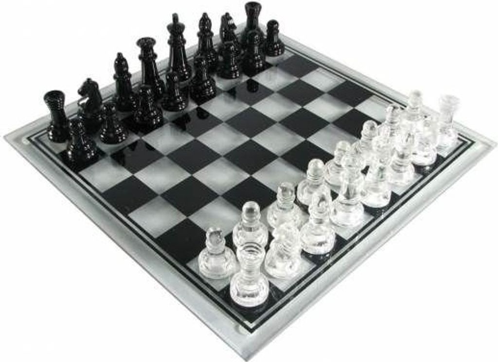 Glass Schachspiel - 25 x 25 cm - Glasschachspiel erhöhte Produktbild 