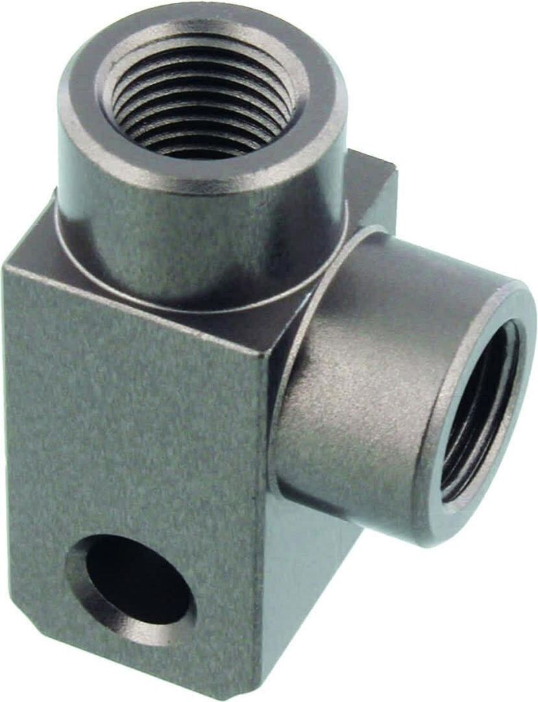 Bremsenschlauchverteiler 2-Wege 90 Grad Loch TYP812 M10x1 Anthrazit