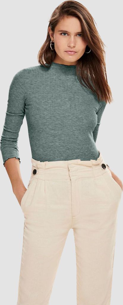ONLY Damen Geripptes Langarm Shirt Dünnes Longsleeve Basic ONLEMMA | M