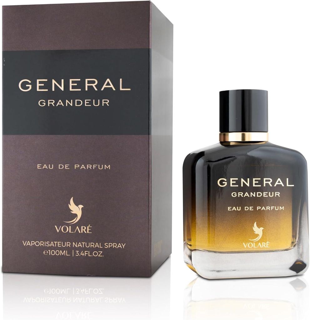 Volare General Grandeur, Eau De Parfum for Men – 100 ml | Bergamot & Whisky, Chestnut-Orris, Cedar-Vetiver | Long-Lasting Woody Floral Ambery