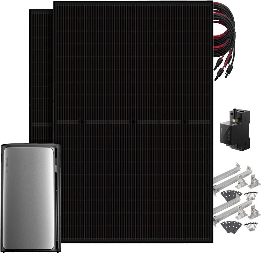 EcoFlow STREAM Pro 900W 1,92kWh All-in-One Balkonkraftwerk mit Smart Meter Flachdach