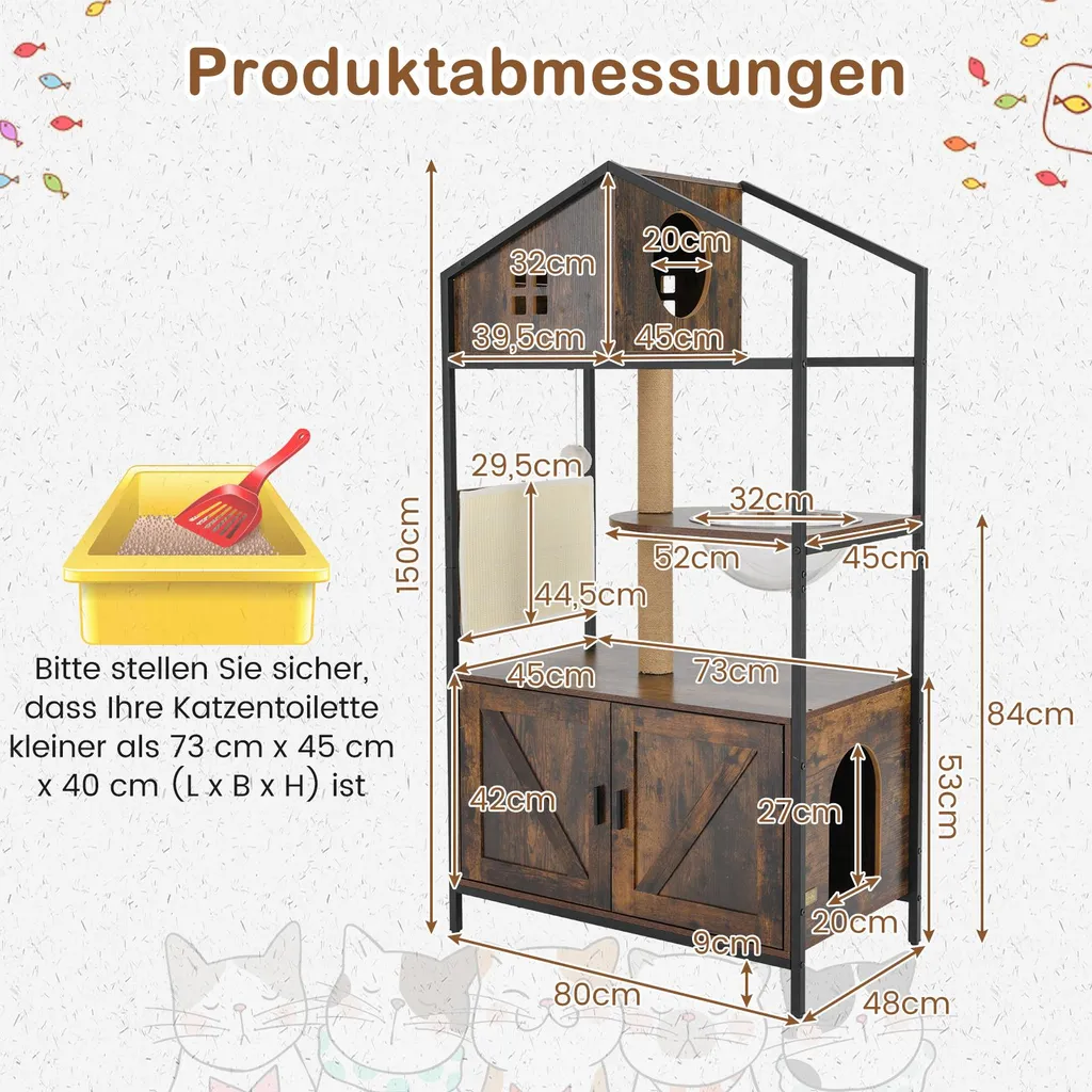 Arbre à chat capsule spatiale et meuble de litière en jute