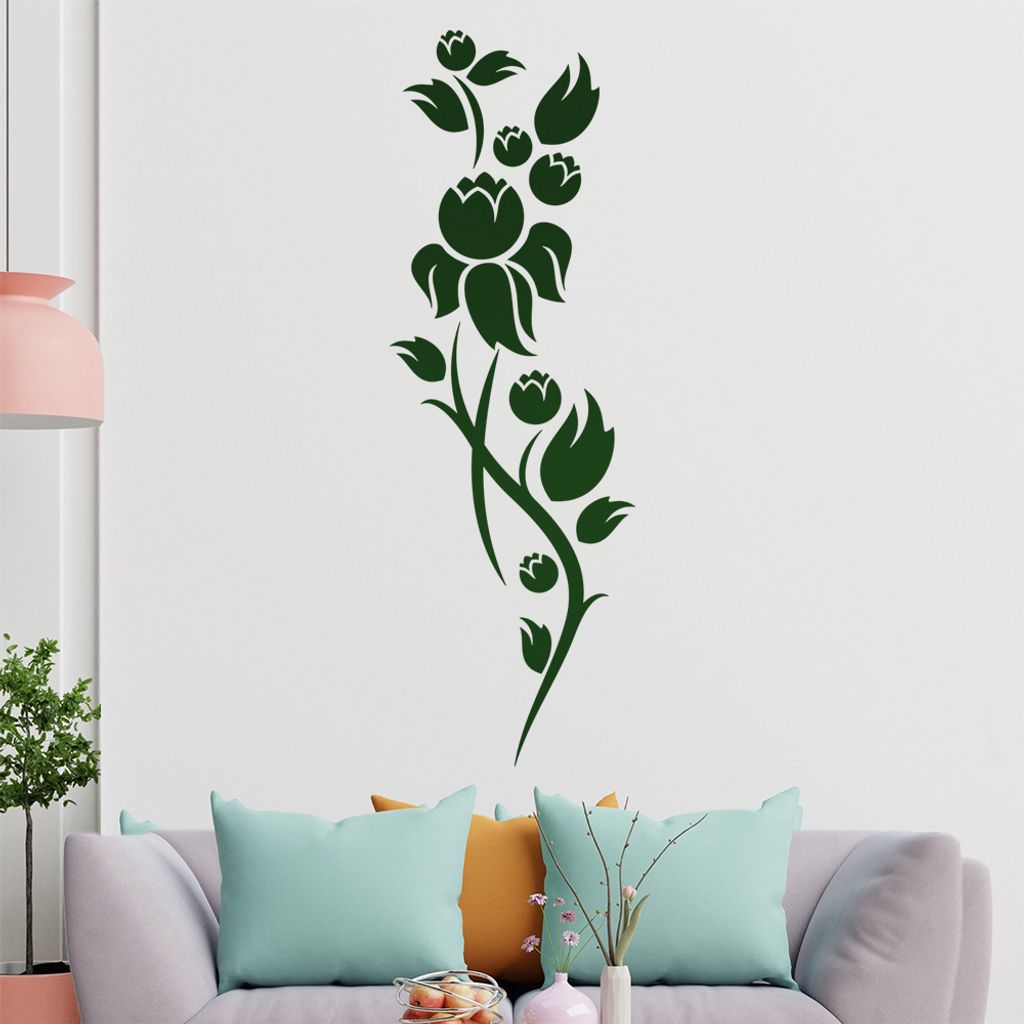 Schöne Blüten Ranke Wandtattoo in 6 Größen - Wandaufkleber Wall Sticker - Dekoration, Küche, Wohnzimmer, Schlafzimmer, Badezimmer