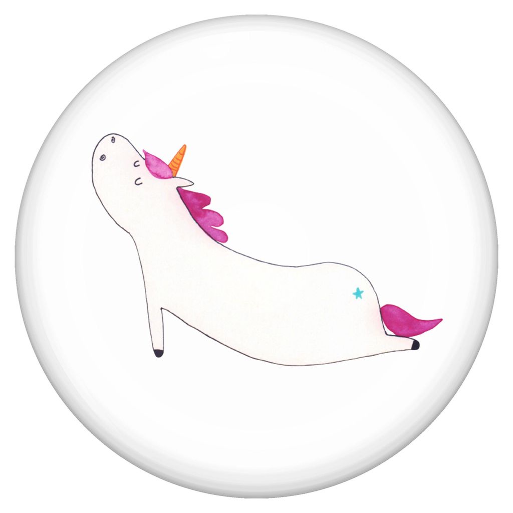Mr. & Mrs. Panda Button Einhorn Yoga - Weiß - Geschenk, Anstecker, Unicorn, Pin, Yogamatte, Entspannung, Sport, Plakette, Badge