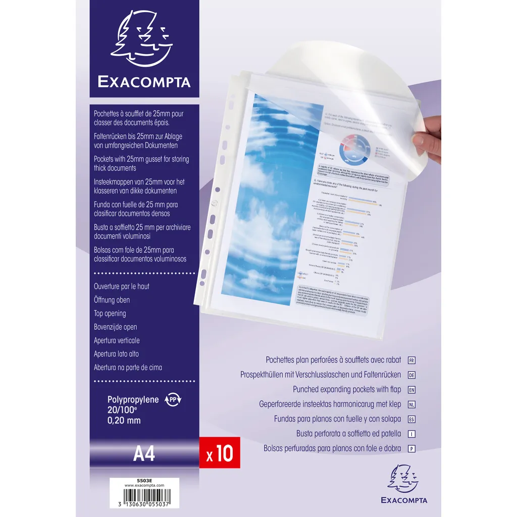 Évitez Documents Perdus avec la Pochette Rabat A4 Exacompta 5503E à Soufflet - 4