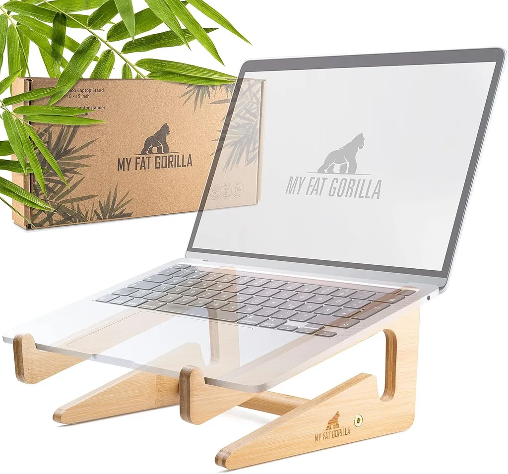 Support Ordinateur Portable en Bois - Rehausseur Ergonomique pour Laptop