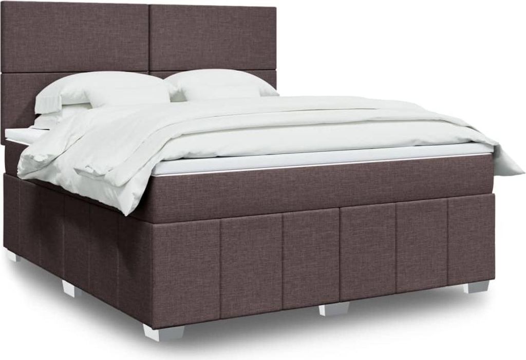 Möbel Boxspringbett mit Matratze Dunkelbraun 180x200 cm Stoff - Klassische Betten 3291743