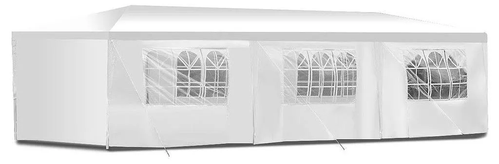 Gazebo de réception 3x9m blanc pour grandes tablées et événements