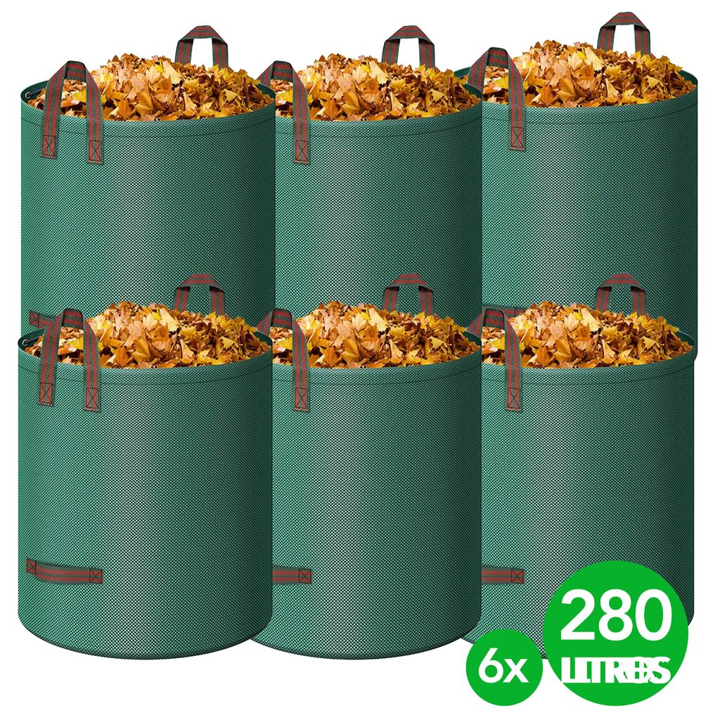 Brixy Tuinafvalzakken - Set van 6x 280L - Opvouwbaar & Waterdicht - Sterke Bladzakken voor Tuinafval